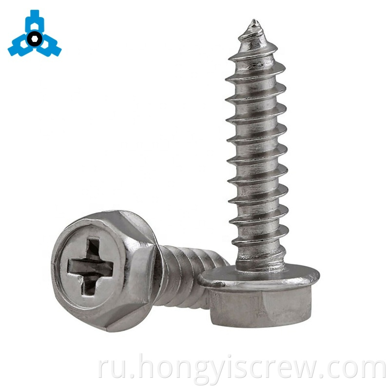 Нержавеющая сталь 304 DIN6928 Phillips Hex Head Flance Flange Self -Tapping Vint